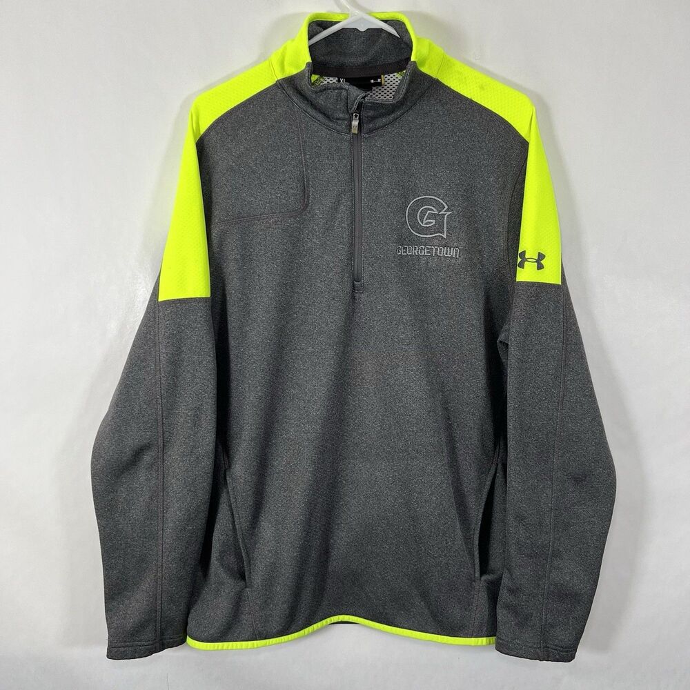 Georgetown Hoyas Under Armour 1/4 Zip Pullover Jacket Mens Size XL Gray Green